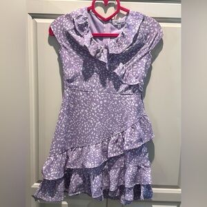 Purple Ruffled Sleeveless Dress